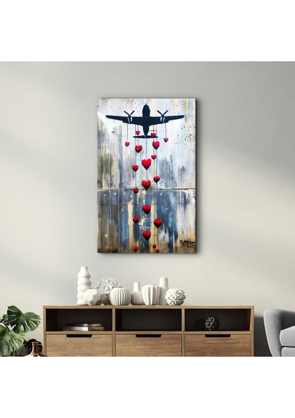 Love Bombing Banksy Style - Cam Duvar Tablosu
