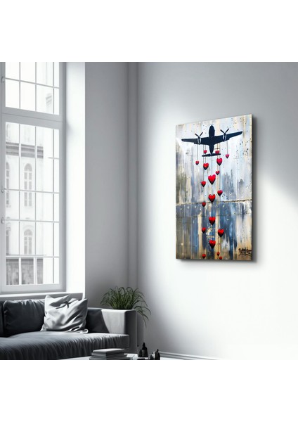 Love Bombing Banksy Style - Cam Duvar Tablosu