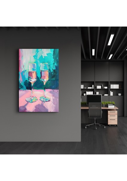 Pink Blush Glasses - Cam Duvar Tablosu