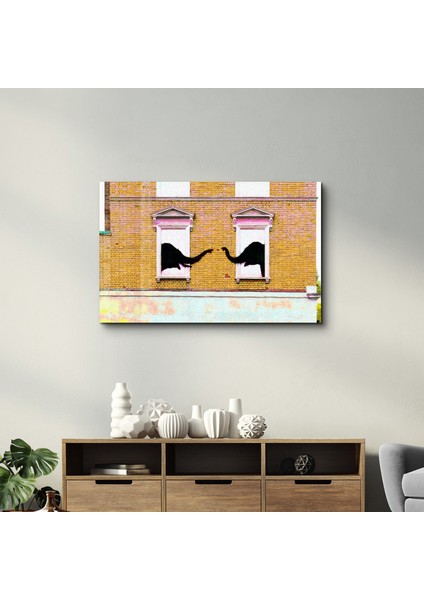 Banksy - Love of Elephants - Cam Duvar Tablosu