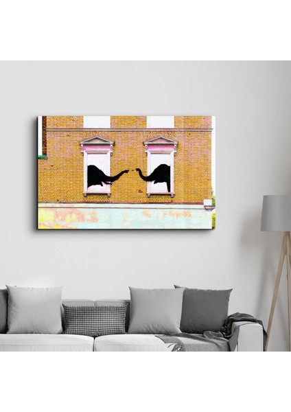 Banksy - Love of Elephants - Cam Duvar Tablosu