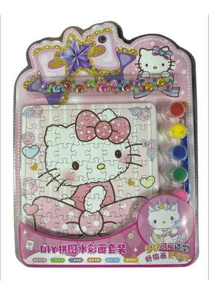 Sanrio Hello Kitty Puzzle Sticker Boyama Boya Seti