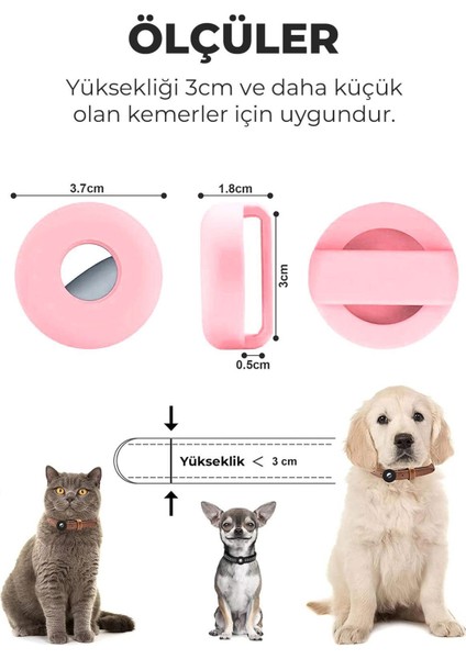 Airtag Uyumlu Köpek ve Kedi Tasma Kılıfı Tam Koruma Klasik Yumuşak Soft Silikon Airtag Kılıfı indirimleri