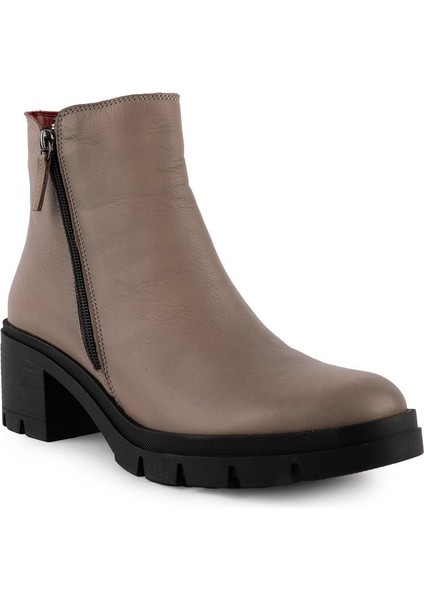 Sade Şık Deri Modern Yuvarlak Burum Bot Vizon 741 fiyatları