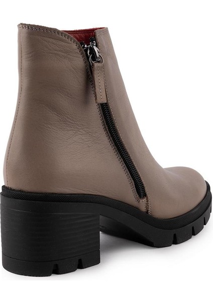 Sade Şık Deri Modern Yuvarlak Burum Bot Vizon 741 indirimleri