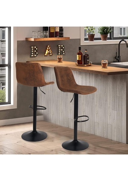 Yükseklik Ayarlı Bar Sandalyesi 2'li Set, Dönebilen, Şık ve Konforlu