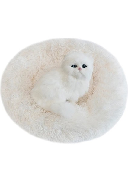 Saf Beyaz Tarzı 50CM 4kg Uyku Köpek Yatağı Kabarık Yumuşak Peluş Donut Sarılma Yuvarlak Köpek Kulübesi Ultra Yumuşak Yıkanabilir Köpek Kedi Yastık Kış Sıcak Kanepe Sıcak Satış (Yurt Dışından)