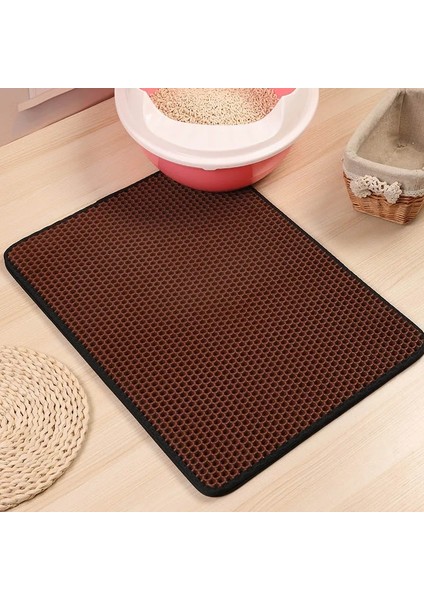 Kahverengi Tarzı L 45X60CM Pet Kedi Kumu Mat Su Geçirmez Katlanabilir Eva Çift Katmanlı Kediler Mat Alt Kaymaz Pet Kum Kedi Mat Katmanı Pet Kum Yakalayıcı Mat (Yurt Dışından)