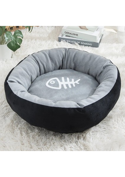 Lacivert Tarzı Iç 20CM 0-1kg Balık Kemikleri ile Kedi Yatağı Yuvarlak Kısa Peluş Küçük Pet House Mat Kış Sıcak Uyuyan Kediler Yuva Yumuşak Güzel Küçük Köpek Yatakları (Yurt Dışından)