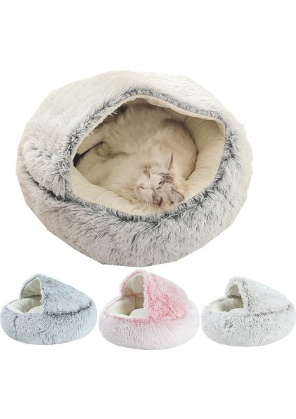 Gri Tarzı 35CM Yeni Stil Pet Köpek Kedi Yatağı Yuvarlak Peluş Kedi Sıcak Yatak Ev Küçük Köpekler Için Yumuşak Uzun Peluş Yatak Kediler Yuva 2 In 1 Kedi Yatak (Yurt Dışından)