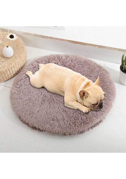 Ped-Kahverengi Tarzı 40CM Uzun Peluş Köpek Yastık Yatak Pet Kanepe Süper Yumuşak Kabarık Rahat Mat Kedi Köpek Evi Için Yatak Yuvarlak Kedi Kış Sıcak Yatak Pet Yataklar (Yurt Dışından)