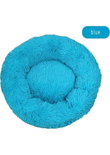 Mavi Stil Çap 40CM Pet Köpek Yatağı Uzun Peluş Yastık Yatak Süper Yumuşak Kabarık Kediler Için Rahat Paspaslar Sıcak Uyku Tulumu Kabarık Kış Sıcak Köpek Kulübesi (Yurt Dışından)