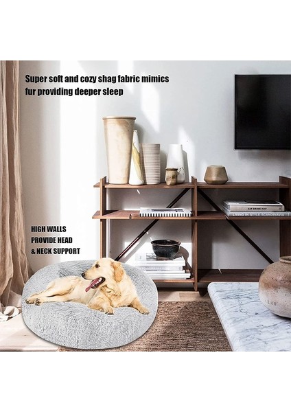 Mavi Stil Çap 40CM Pet Köpek Yatağı Uzun Peluş Yastık Yatak Süper Yumuşak Kabarık Kediler Için Rahat Paspaslar Sıcak Uyku Tulumu Kabarık Kış Sıcak Köpek Kulübesi (Yurt Dışından) indirimleri