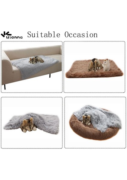 A-10 Stili 55 x 35 cm Vianna Kediler Köpekler Için Ev Yatak Uzun Peluş Kabarık Yumuşak Mat Sevimli Hafif Kare Pet Uyku Battaniyesi Ev Kedi Aksesuarı (Yurt Dışından)
