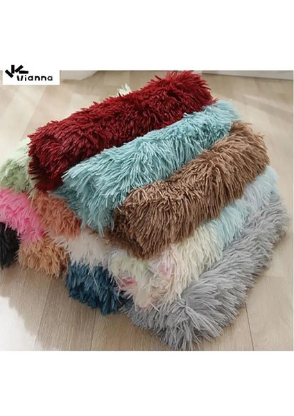 A-10 Stili 55 x 35 cm Vianna Kediler Köpekler Için Ev Yatak Uzun Peluş Kabarık Yumuşak Mat Sevimli Hafif Kare Pet Uyku Battaniyesi Ev Kedi Aksesuarı (Yurt Dışından)