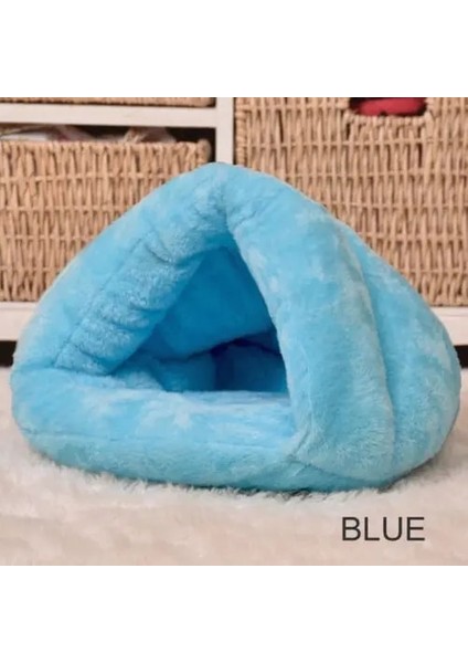 Mavi Stil S Beden Pet Köpek Kedi Mağarası Iglo Yatak Sepeti Ev Yavru Kedi Yumuşak Rahat Kapalı Yastık Kulübesi (Yurt Dışından)