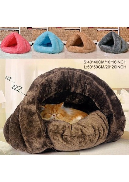 Pembe Tarzı 45X40X30CM Pet Köpek Kedi Üçgen Yatak Ev Sıcak Yumuşak Mat Yatak Mağara Sepeti Kulübesi Yıkanabilir Yuva (Yurt Dışından) fiyatları
