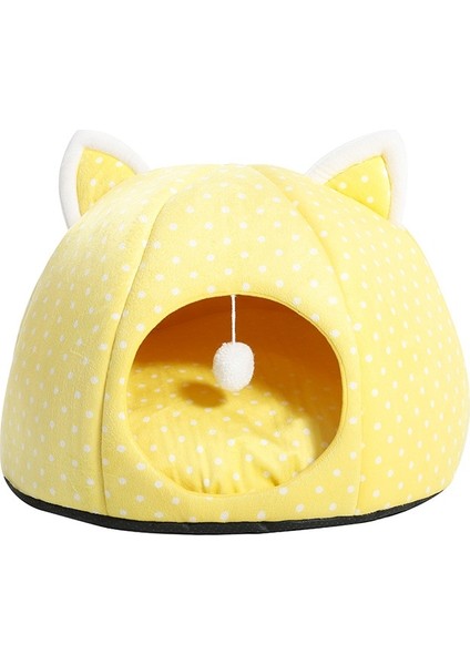 Sarı Kedi Kulakları Stili S Beden Sevimli Kedi Sıcak Se Rahat Yavru Kedi Şezlong Yastık Kedi Evi Çadır Yıkanabilir Mağara Kediler ları Için Çok Yumuşak Küçük Köpek Mat Çanta (Yurt Dışından)