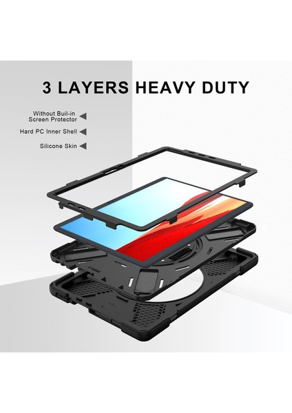 Microsoft Surface Pro x / Pro x 2021 Siyah Için Darbeye Dayanıklı Silikon + Pc Kılıfı (Yurt Dışından) modelleri