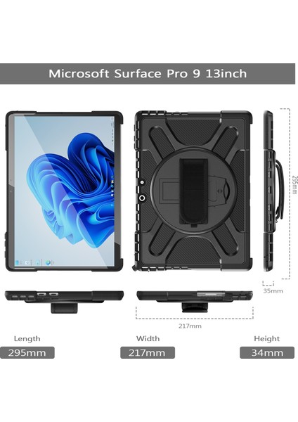 Microsoft Surface Pro 9 Siyah Için Darbeye Dayanıklı Tablet Kılıfı (Yurt Dışından)