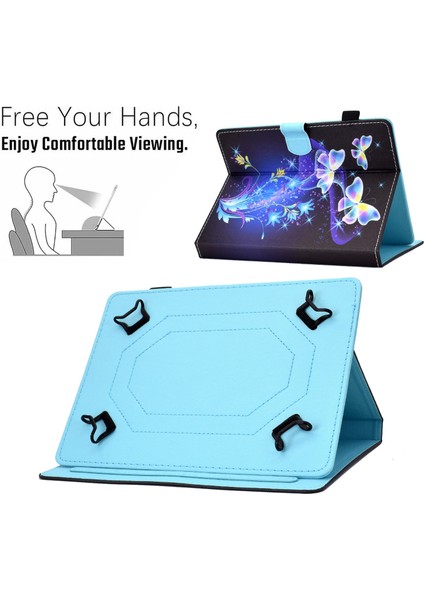 10 Inç Tablet Kelebekler Çiçek Için Deri Kılıf (Yurt Dışından)