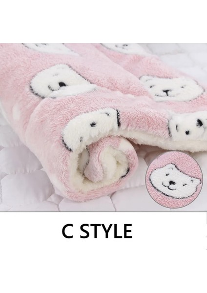C Tarzı Stili S 49X32CM Yumuşak Flanel Kalınlaşmış Pet Yumuşak Polar Ped Pet Battaniye Yatak Mat Yavru Köpek Kedi Kanepe Yastık Ev Halısı Sıcak Tutmak Uyku Örtüsü (Yurt Dışından)