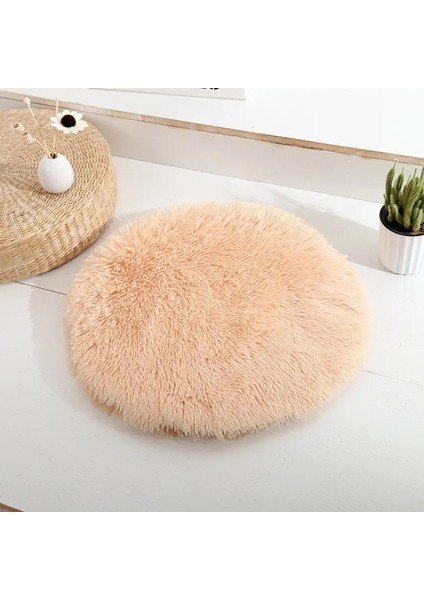 Kayısı Tarzı 50 cm Köpek Yatağı Mat Uzun Peluş Yumuşak Kabarık Pet Yuvarlak Yastık Kediler Yatak Battaniyesi Pedi Küçük Köpekler Uyuyan Orta Büyük Gereçlercama De Perro (Yurt Dışından)