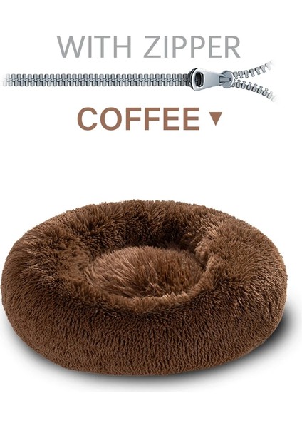 Gw-Haki Tarzı XS-40CM Vıp Yuvarlak Zip Pet Köpek Yatağı Büyük Küçük Köpek Kedi Evi Uzun Peluş Mat Kanepe Süper Yumuşak Pet Yatak Kulübesi Köpek Sakinleştirici Yatak (Yurt Dışından)
