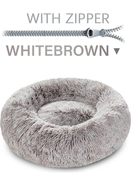 Gw-Haki Tarzı XS-40CM Vıp Yuvarlak Zip Pet Köpek Yatağı Büyük Küçük Köpek Kedi Evi Uzun Peluş Mat Kanepe Süper Yumuşak Pet Yatak Kulübesi Köpek Sakinleştirici Yatak (Yurt Dışından)
