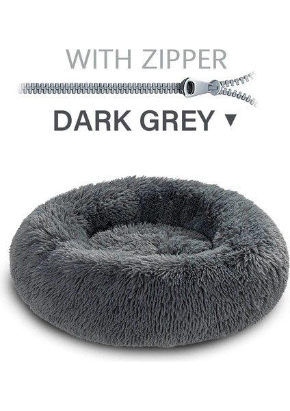 Gw-Haki Tarzı XS-40CM Vıp Yuvarlak Zip Pet Köpek Yatağı Büyük Küçük Köpek Kedi Evi Uzun Peluş Mat Kanepe Süper Yumuşak Pet Yatak Kulübesi Köpek Sakinleştirici Yatak (Yurt Dışından)