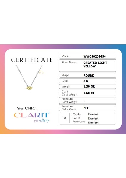 Created Light Yellow Canary Taşlı Clarit Serisi 14 Ayar Beyaz Altın Kolye fırsatları