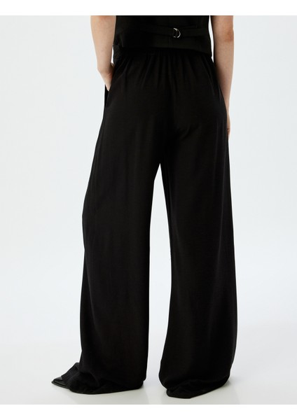 Keten Karışımlı Cepli Geniş Paça Baggy Kumaş Pantolon fırsatları