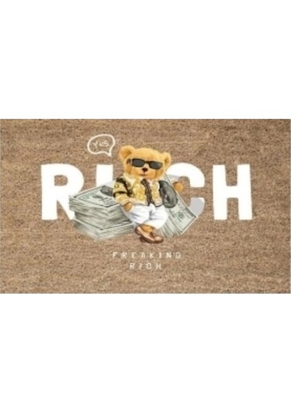 Bej Kapı Önü Paspası Rich Ayıcık Desen K-3348
