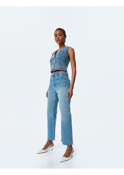 Ispanyol Paça Düğmeli Normal Bel Denim Pantolon - Flare Jeans fiyatları