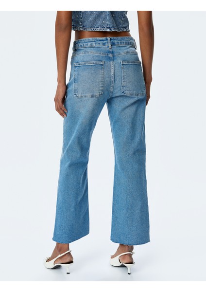 Ispanyol Paça Düğmeli Normal Bel Denim Pantolon - Flare Jeans fırsatları