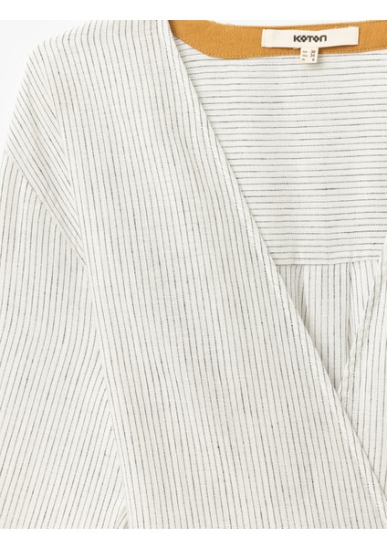 Uzun Kollu Pamuklu Keten Kruvaze Uzun Kimono modelleri