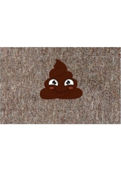 Dijital Baskı Dekoratif Kaka Emoji Gri Kapı Önü Paspası K-1289