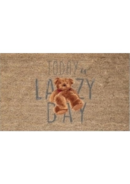 Kahverengi Kapı Önü Paspası Lazy Day Ayıcık Desen K-3235