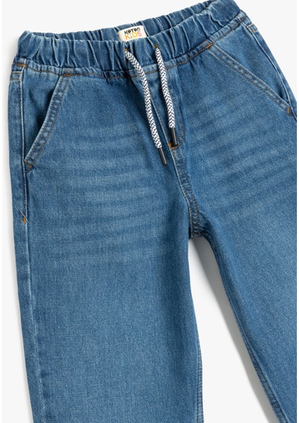 Pamuklu Beli Bağcıklı Cep Detaylı Denim Pantolon modelleri