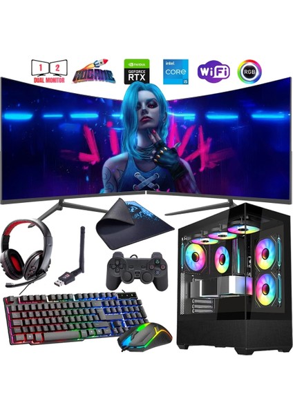 I5 13400F 16GB Ddr4 512GB M2 8gb RTX4060 Çift 24" Mon. Oyun Bilgisayarı (Gaming Set)