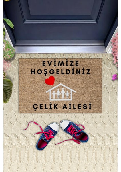 Kapı Önü Paspası Dekoratif Dijital Baskı Evimize Hoşgeldiniz P-2465
