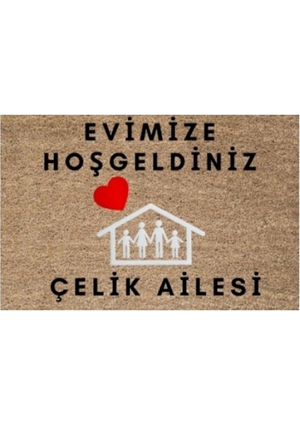 Kapı Önü Paspası Dekoratif Dijital Baskı Evimize Hoşgeldiniz P-2465