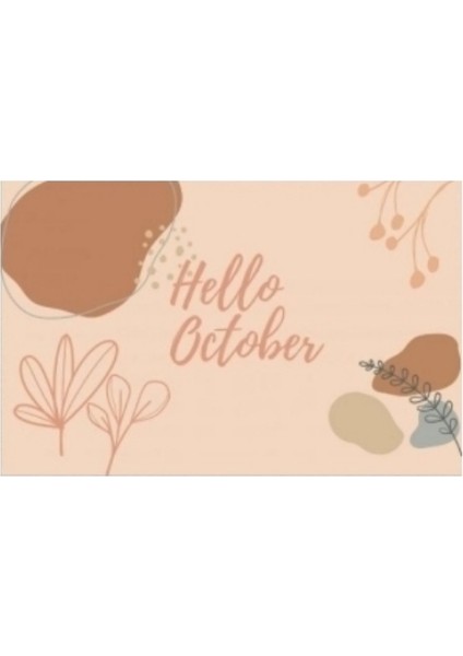 Dijital Baskı Dekoratif Hello October Pudra Kapı Önü Paspası K-1224