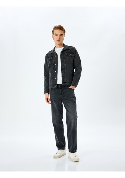 Kapaklı Cep Detaylı Düğmeli Pamuklu Klasik Jean Ceket fiyatları