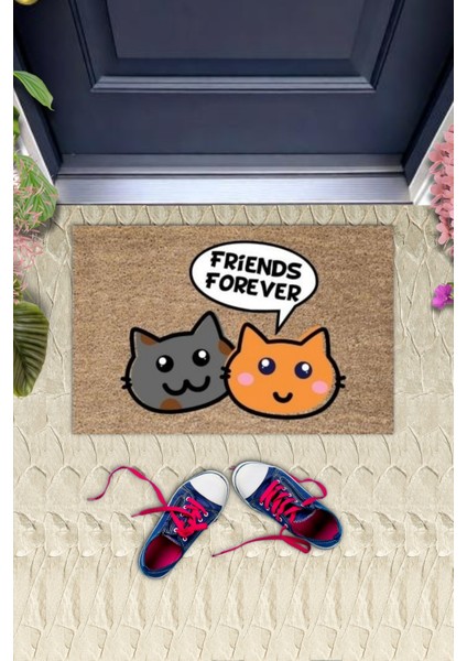 Kapı Önü Paspası Dekoratif Dijital Baskı Friends Forever P-2366