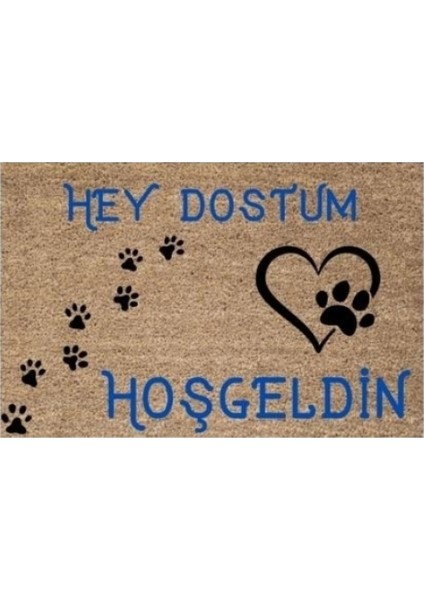 Kapı Önü Paspası Dekoratif Dijital Baskı Hey Dostum P-2473