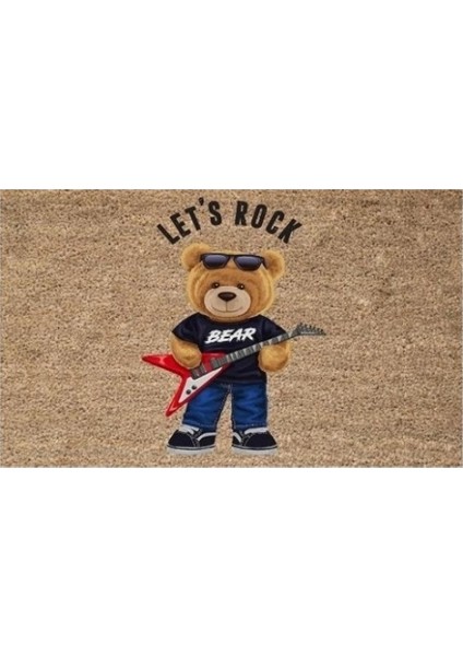 Bej Kapı Önü Paspası Let's Rock Ayıcık Desen K-3322