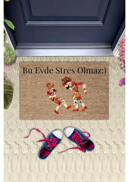 Kapı Önü Paspası Dekoratif Dijital Baskı Hacivat-Karagöz P-2434