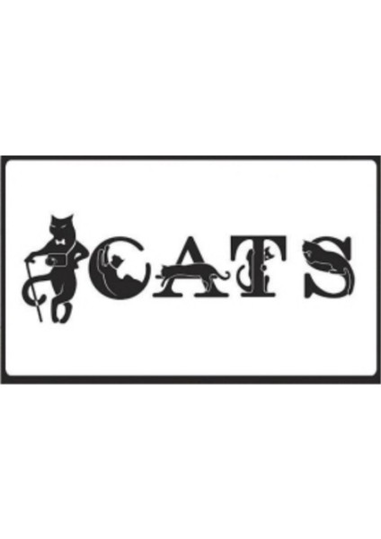 Dijital Baskı Beyaz Kedilerle Bezenmiş Cats Yazılı Dekoratif Kapı Paspası K-2028