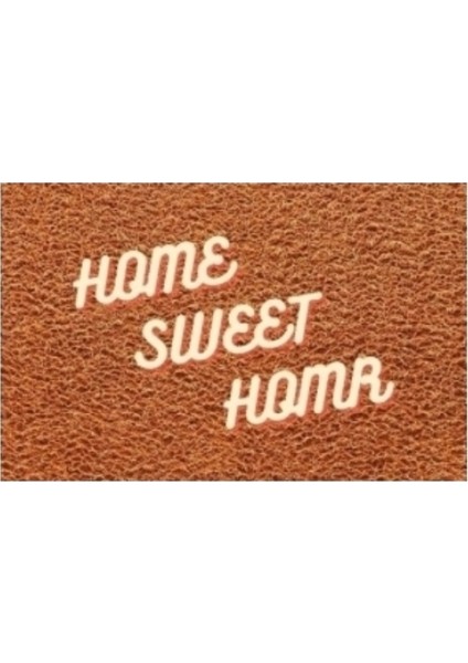 Dijital Baskı Dekoratif Home Sweet Home Kahverengi Kapı Önü Paspası K-1236